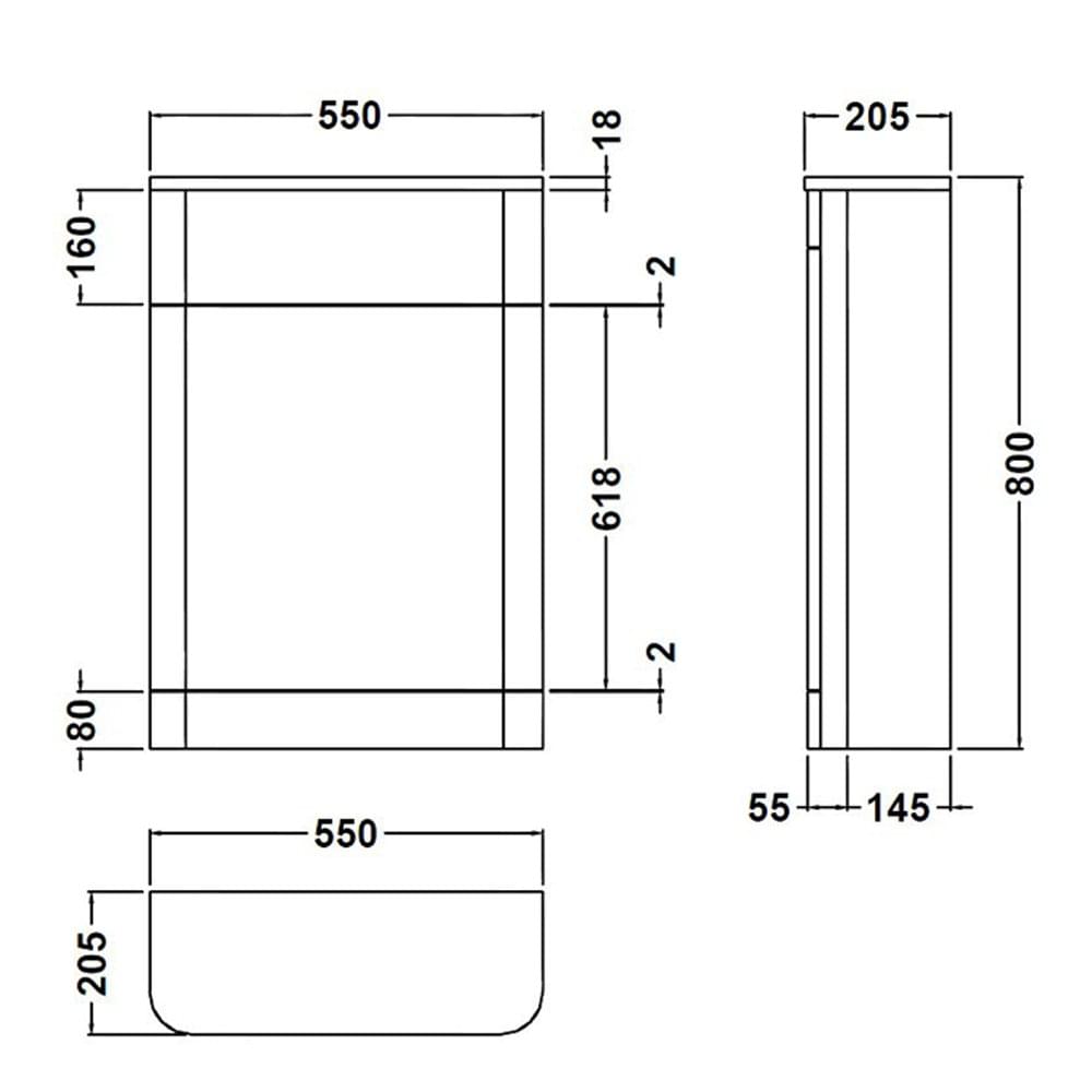 Nuie Parade Gloss White 550x200mm Back to Wall Unit, Cistern, Pan & Seat