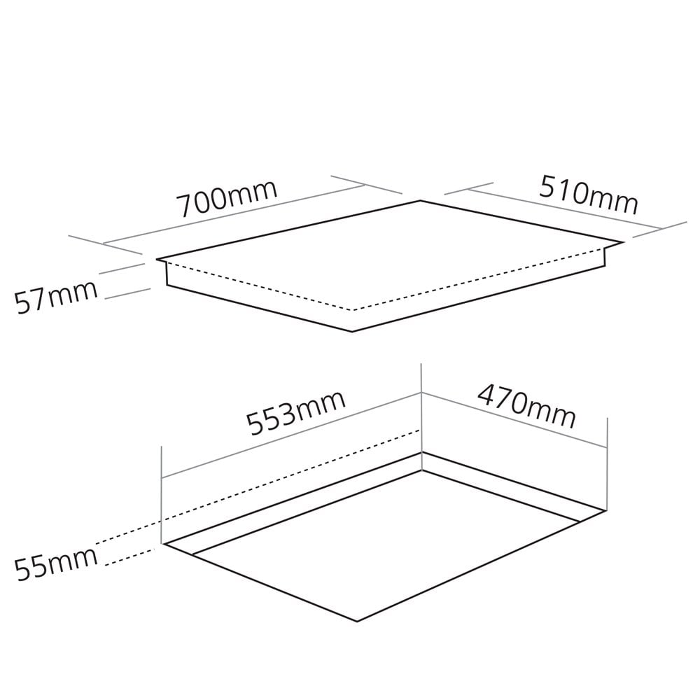 Caple 700mm Black Gas-On-Glass Hob C787G