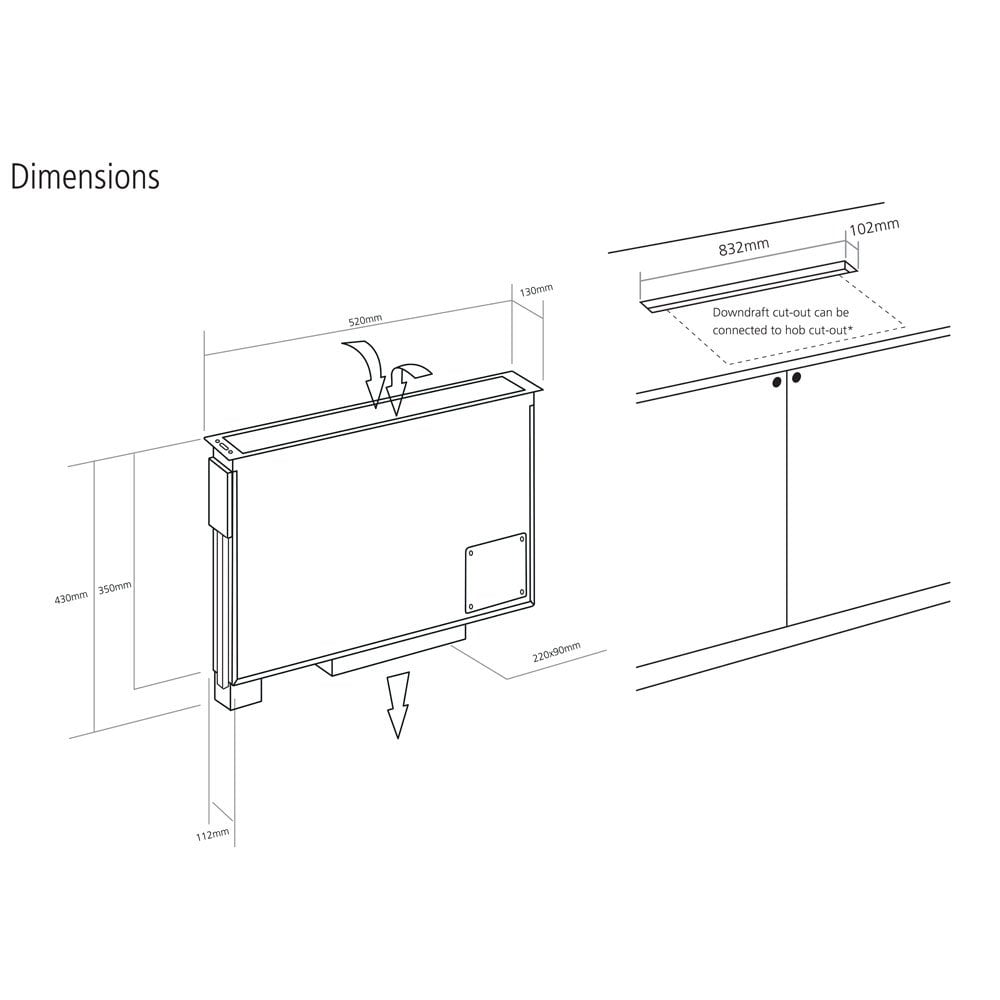 Caple Stainless Steel 52cm Modular Flip Downdraft Extractor DD522BK