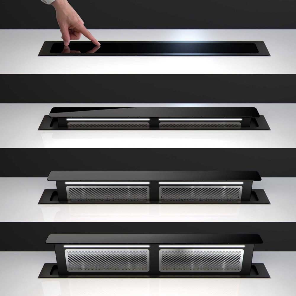 Caple Stainless Steel 16.6cm Flush Downdraft Extractor With Light DD901BK