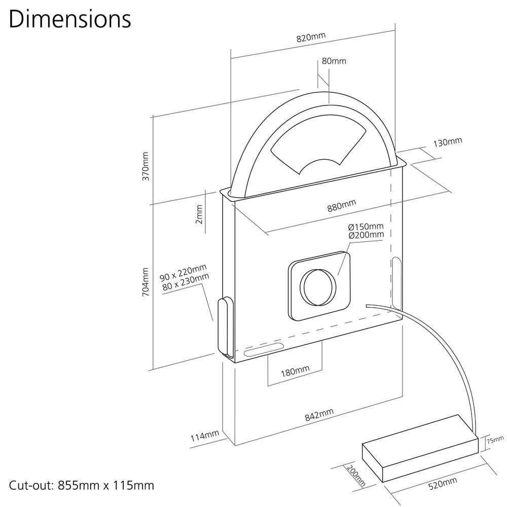 Caple Black Glass 13cm Downdraft Extractor DD925CO