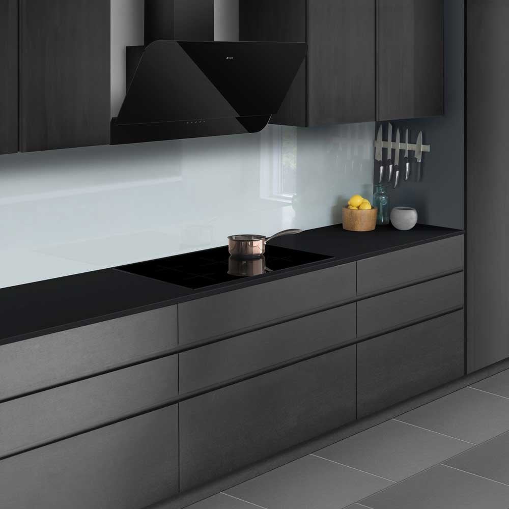 Caple Black Glass 39cm Wall Chimney Hood OM900