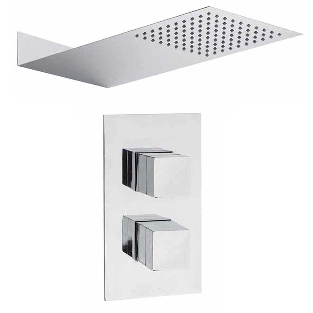 Hudson Reed Lennox Thermostatic Shower Valve & Ultra Thin Fixed Shower Head
