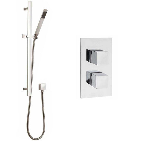 Hudson Reed Lennox Thermostatic Shower Valve & Sheer Rectangular Slider Rail Kit