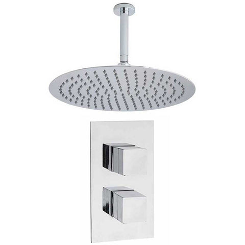 Hudson Reed Lennox Thermostatic Shower Valve, Round Shower Head 400mm & Arm