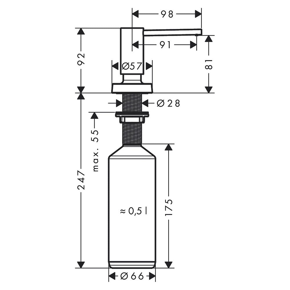 Hansgrohe A51 Chrome Soap Dispenser 40448000