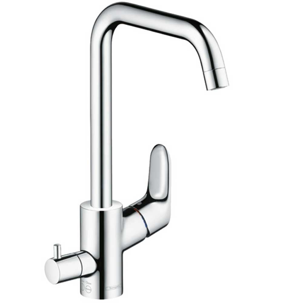 Hansgrohe Focus M41 Chrome 260 Single Lever Kitchen Sink Mixer Tap With Shut-Off Valve