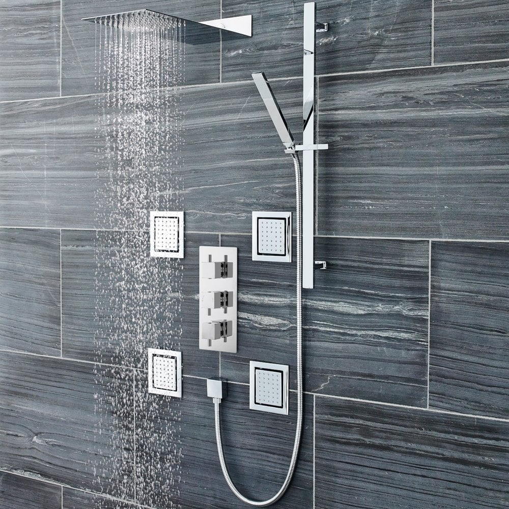 Hudson Reed Lennox Thermostatic Shower Valve & Ultra Thin Fixed Shower Head