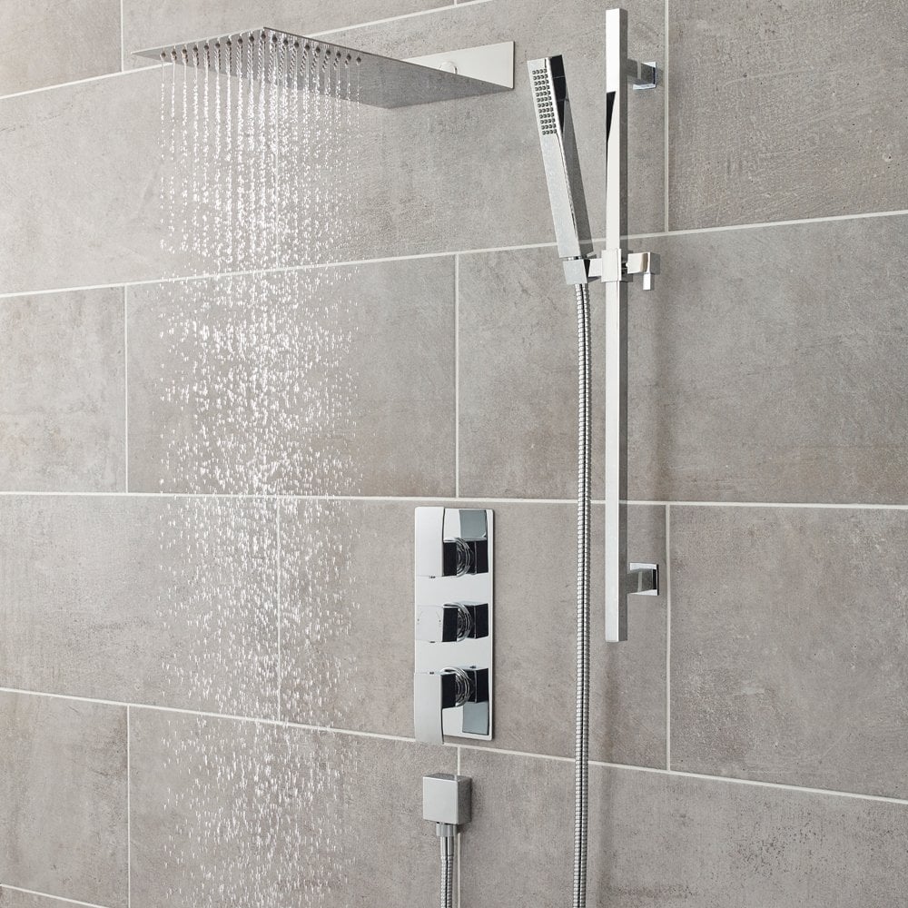 Hudson Reed Lennox Thermostatic Shower Valve & Ultra Thin Fixed Shower Head