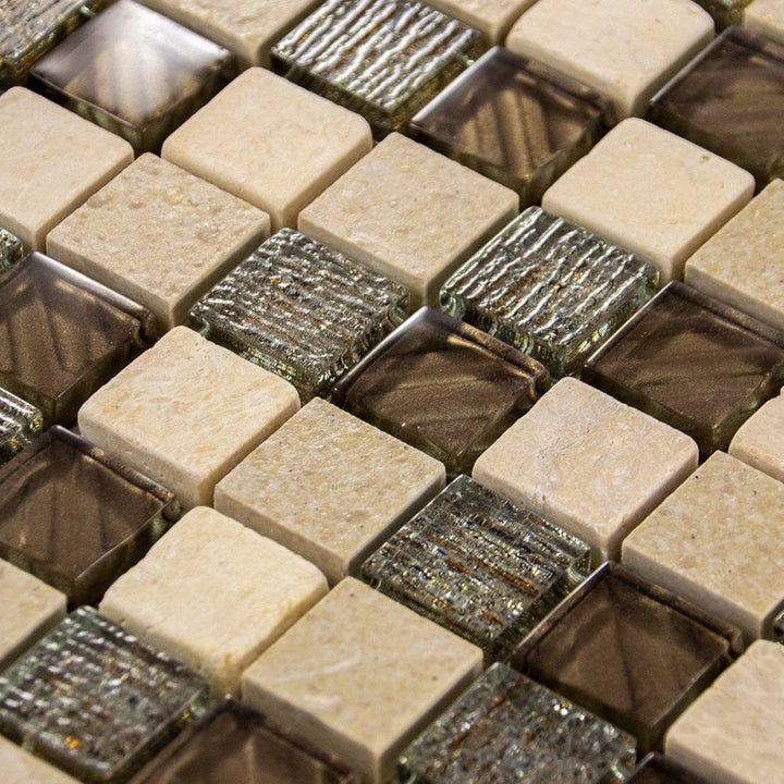 luxury-textured-brown-iridescent-glass--ivory-stone-mosaic-wall-tiles-sheet-8mm-