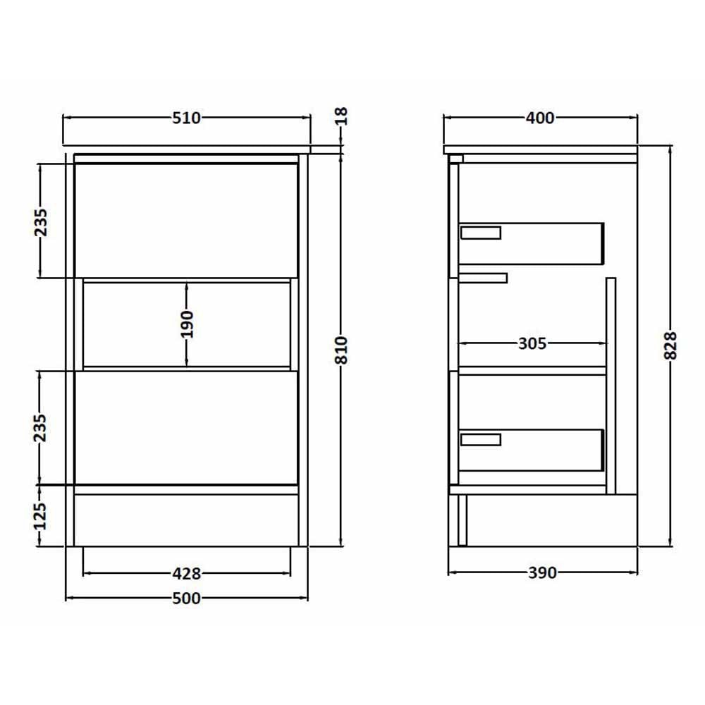 Hudson Reed Coast White Gloss 500mm Floor Standing Cabinet & Basin 2 - CST885