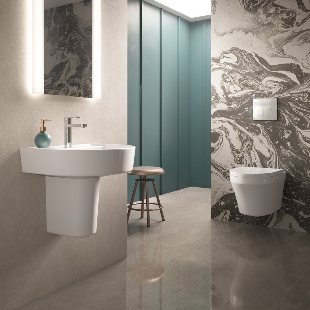 Hudson Reed Luna 420x380 1th White Basin & Semi Pedestal CMA004