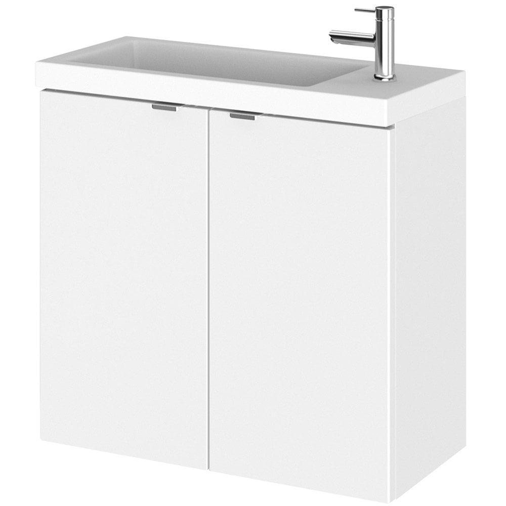 Hudson Reed Fusion 600mm Wall Hung Vanity Unit & Basin with Wall Cabinet Options