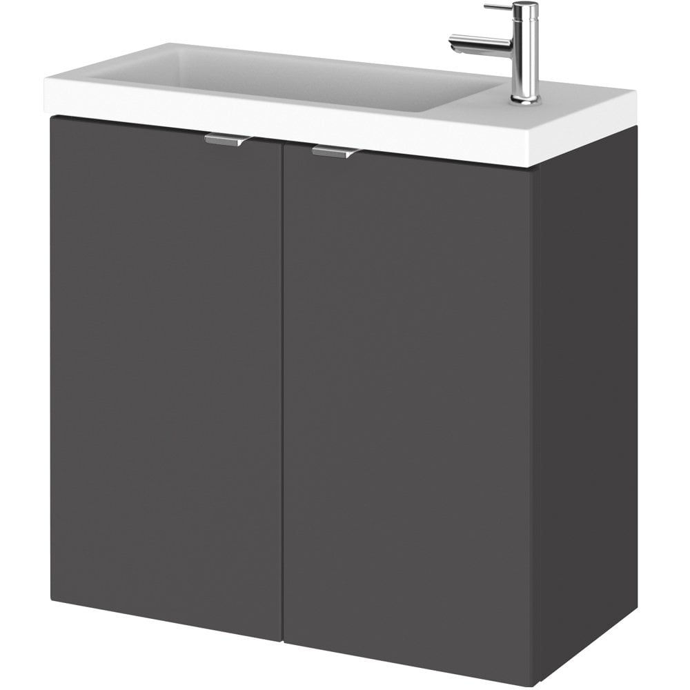 Hudson Reed Fusion 600mm Wall Hung Vanity Unit & Basin with Wall Cabinet Options
