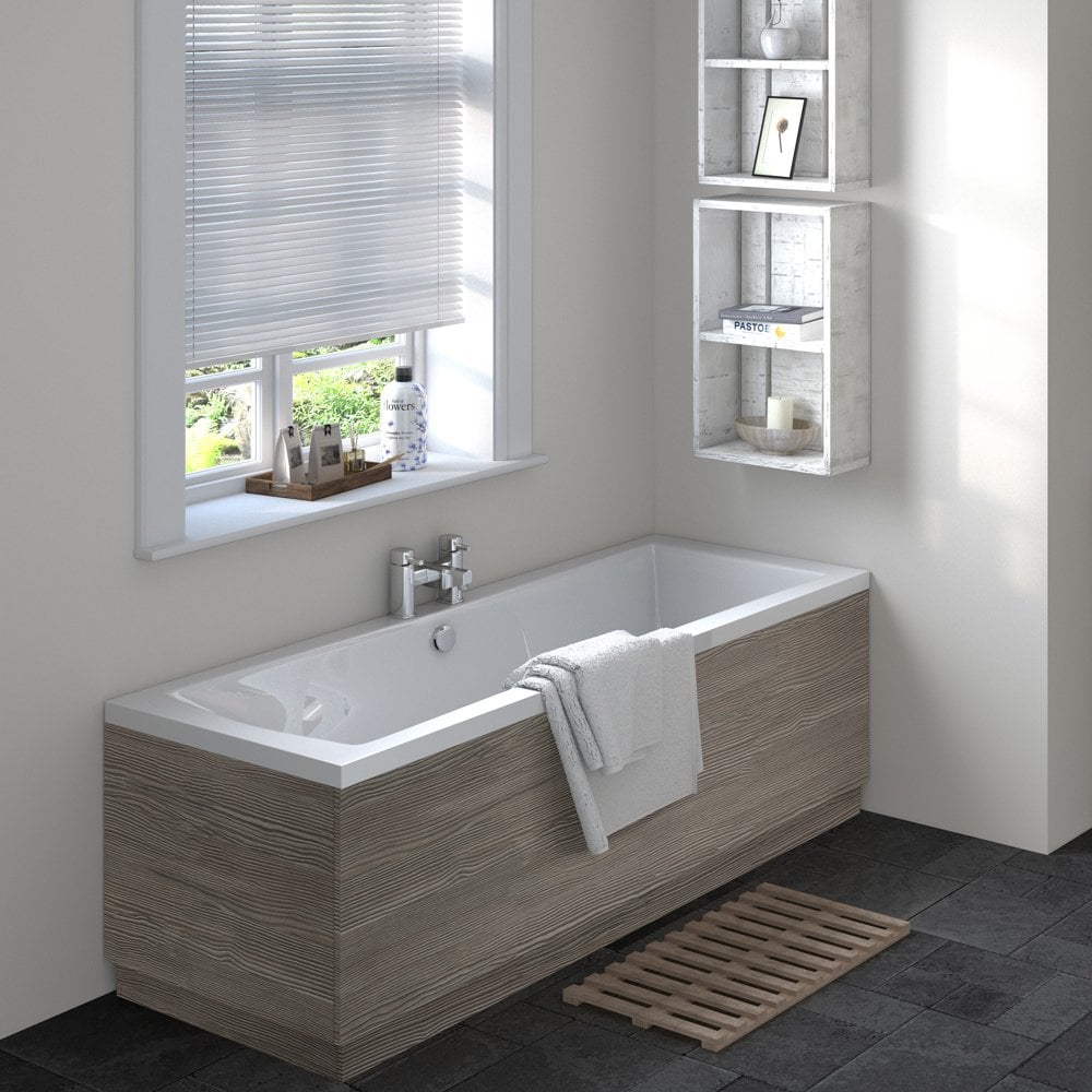 Hudson Reed Fusion Anthracite Woodgrain 700mm Bath End Panel & Plinth - OFF570