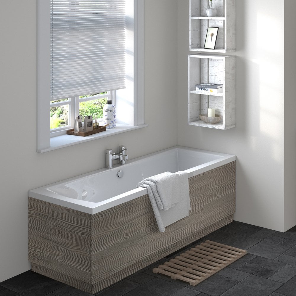 Hudson Reed Fusion Anthracite Woodgrain 750mm Bath End Panel & Plinth - OFF571
