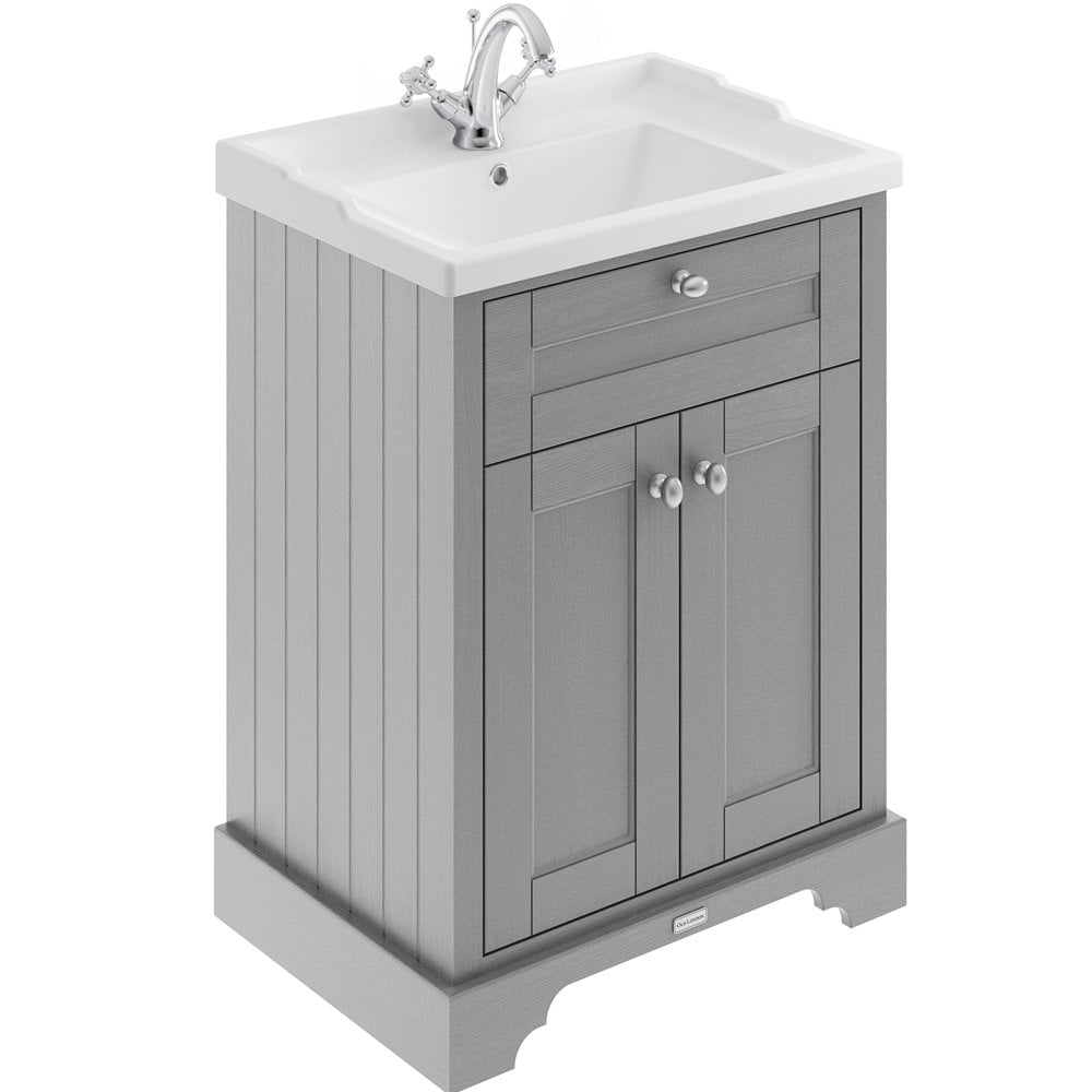 Hudson Reed Old London Storm Grey 600mm Floor Standing Vanity & 1TH Basin LOF203
