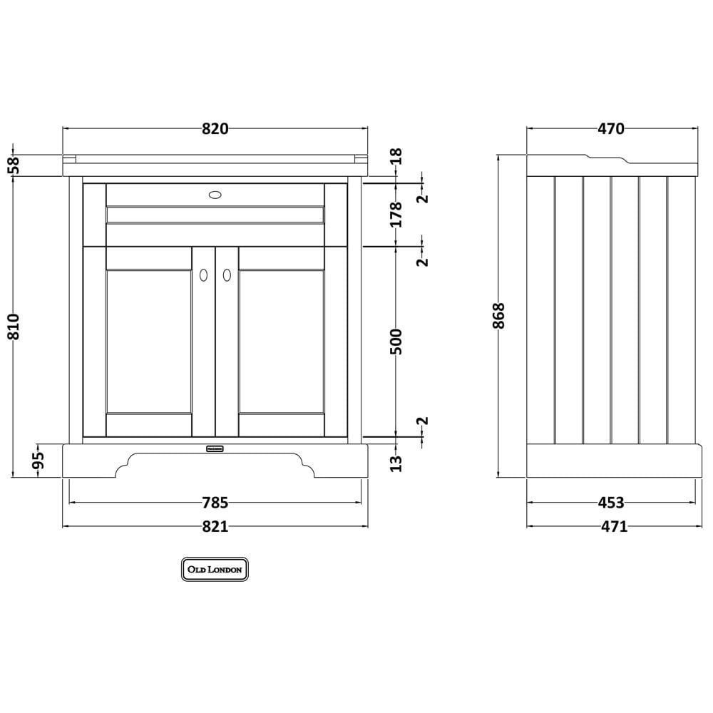Hudson Reed Old London Storm Grey 800mm Floor Standing Vanity & 1TH Basin LOF205