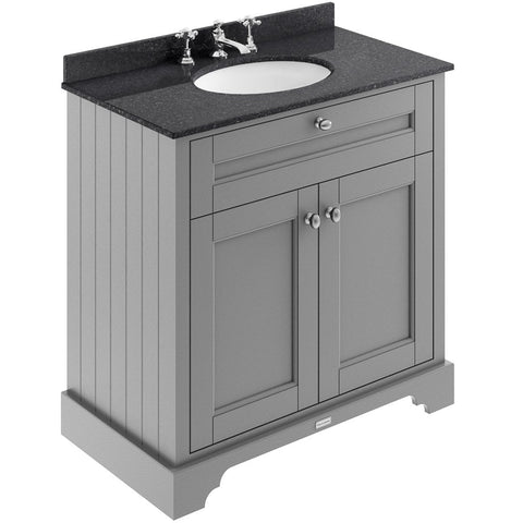 Hudson Reed Old London Storm Grey 800mm Black Marble & 3TH Basin Vanity LOF230