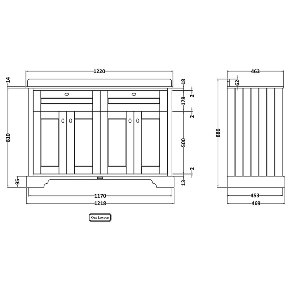 Hudson Reed Old London Storm Grey 1200mm White Marble & 1TH Basin Vanity LOF264