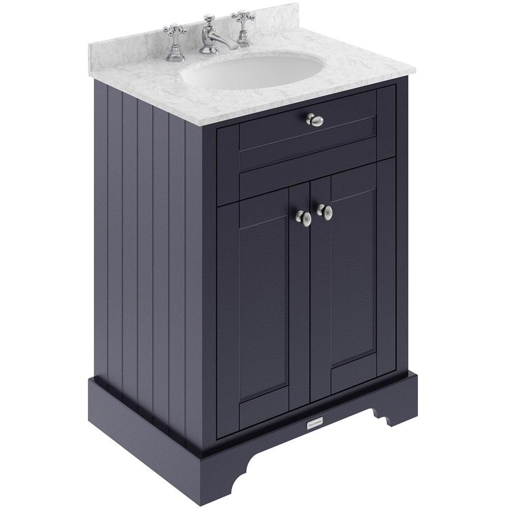 Hudson Reed Old London Twilight Blue 600mm Grey Marble & 3TH Basin Unit LOF326
