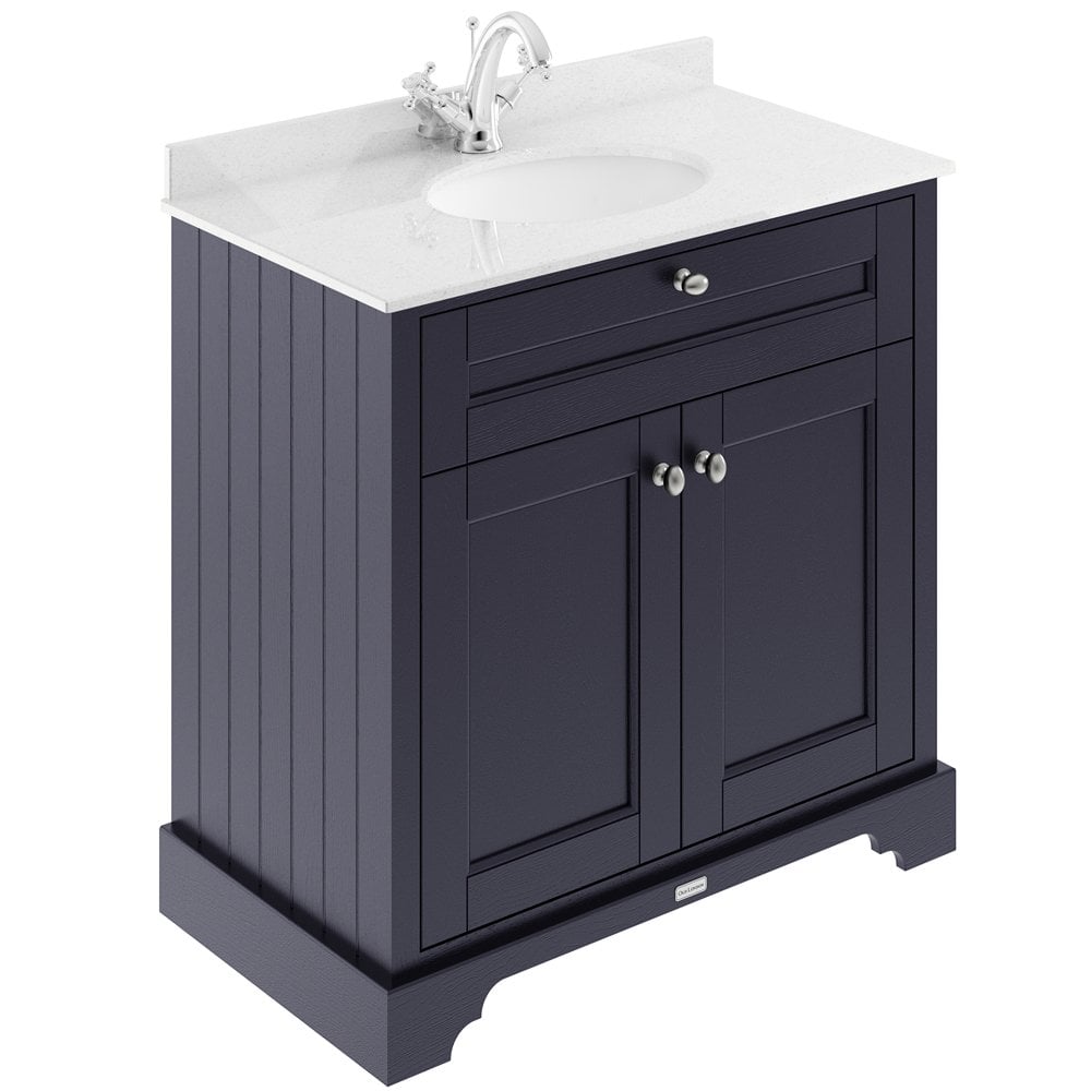 Hudson Reed Old London Twilight Blue 800mm White Marble & 1TH Basin Unit LOF328
