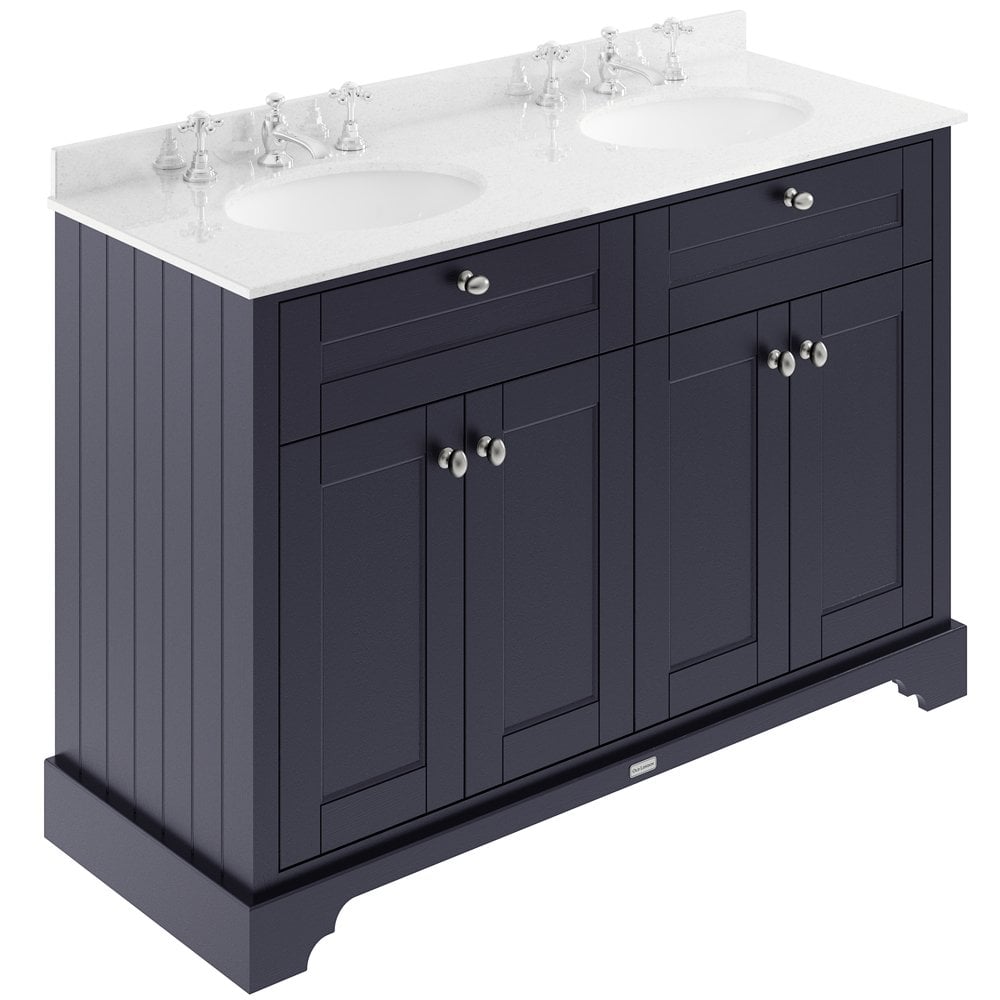 Hudson Reed Old London Twilight Blue 1200mm White Marble & 3TH Basin Unit LOF367