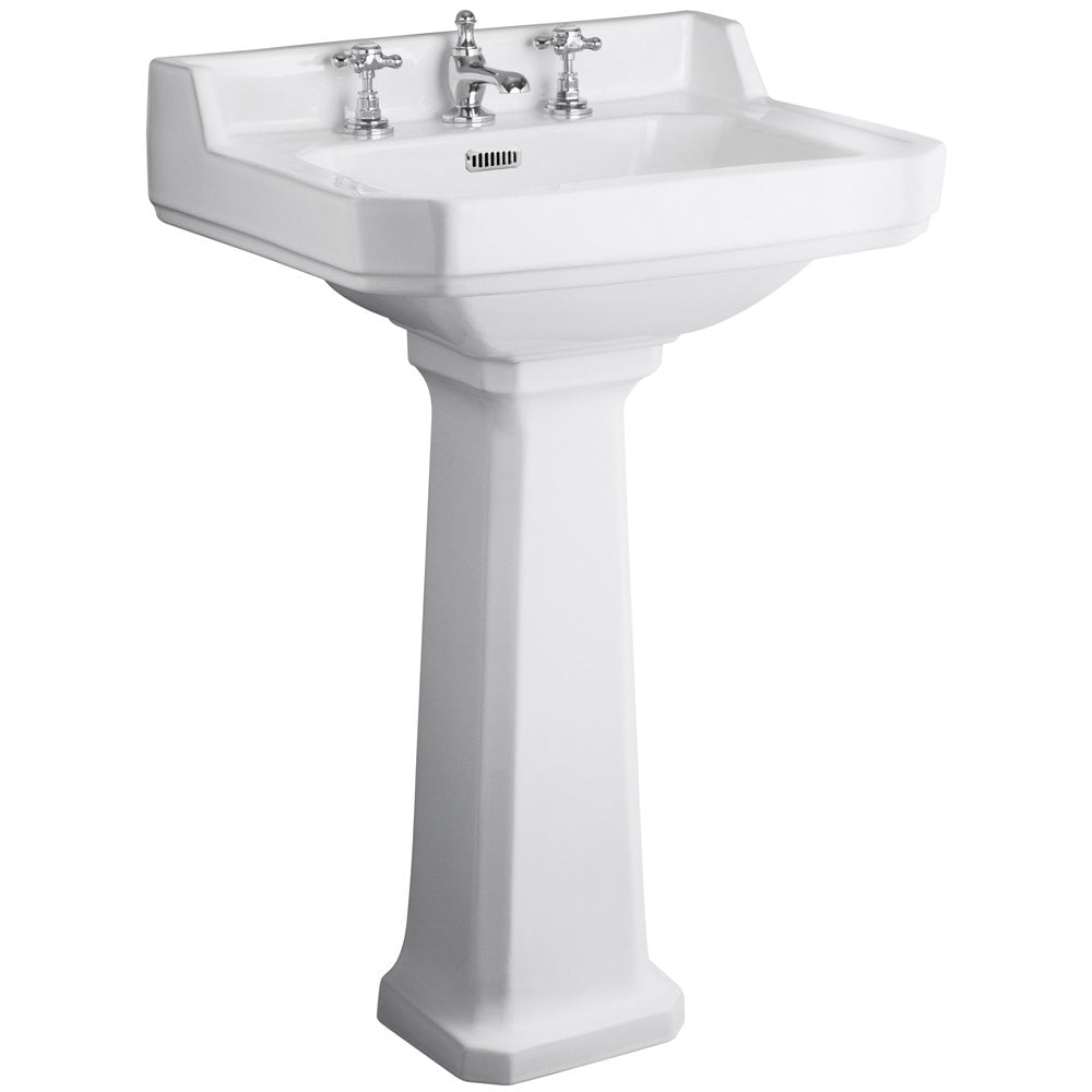 Hudson Reed Richmond 595x470 3th White Basin & Comfort Height Pedestal CCR025