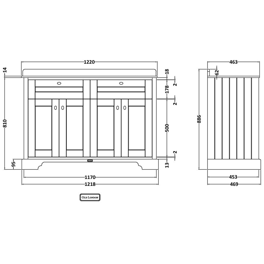 Hudson Reed Old London Timeless Sand 1200mm White Marble & 1TH Basin Unit LOF464