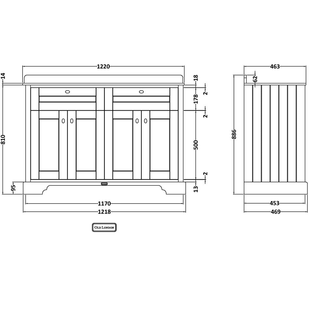 Hudson Reed Old London Timeless Sand 1200mm Grey Marble & 1TH Basin Unit LOF465