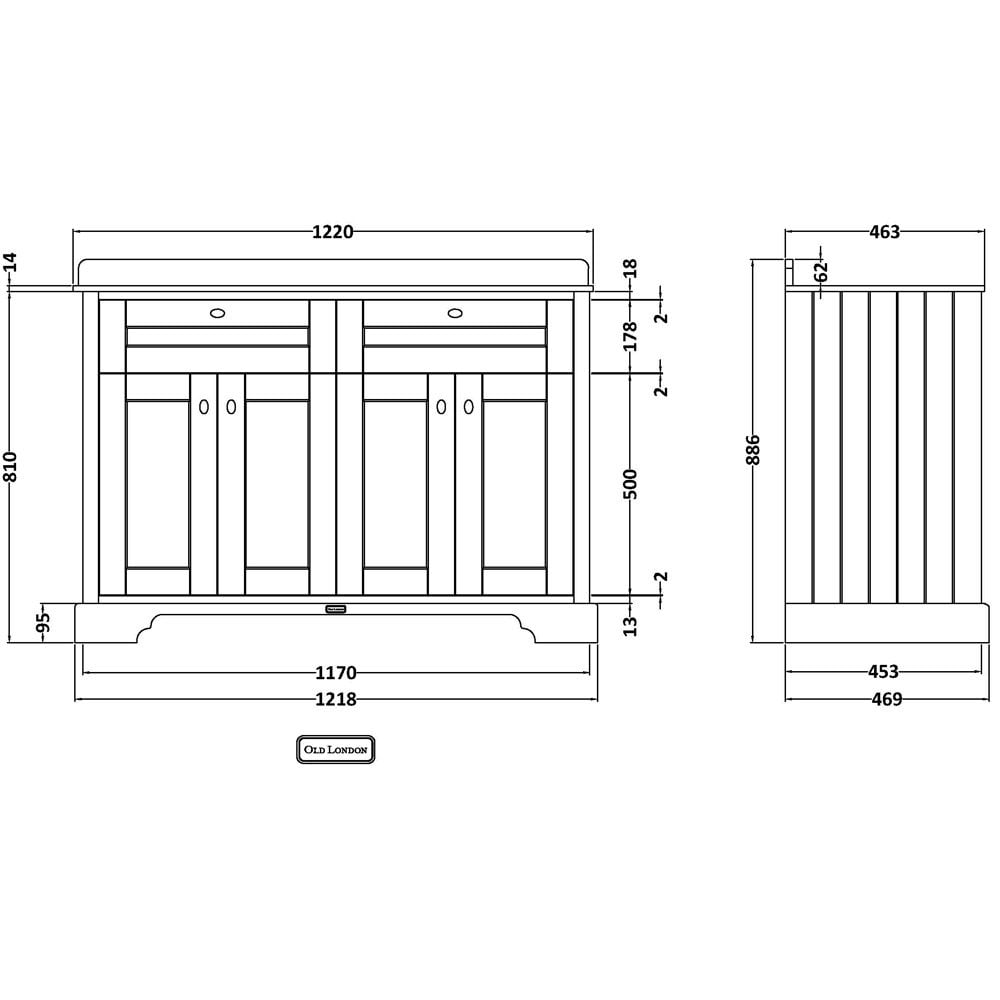 Hudson Reed Old London Timeless Sand 1200mm Black Marble & 3TH Basin Unit LOF466
