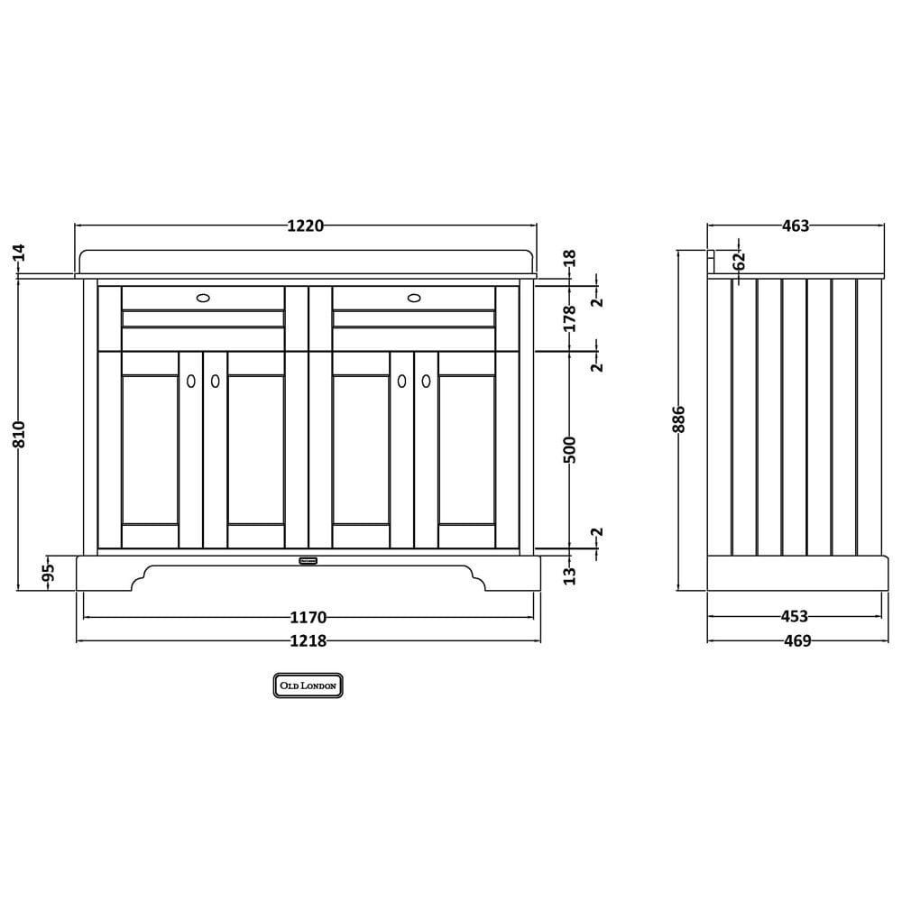 Hudson Reed Old London Timeless Sand 1200mm Grey Marble & 3TH Basin Unit LOF468
