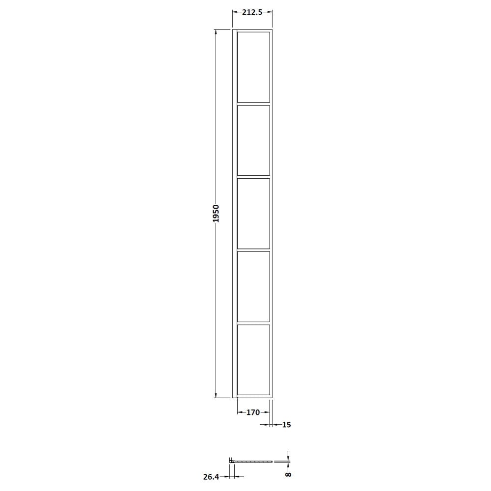 Hudson Reed Black Frame Wetroom Shower Return Screen 215x1950x8mm