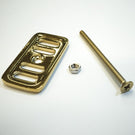 Roll-up gold-toned kitchen sink drying rack.