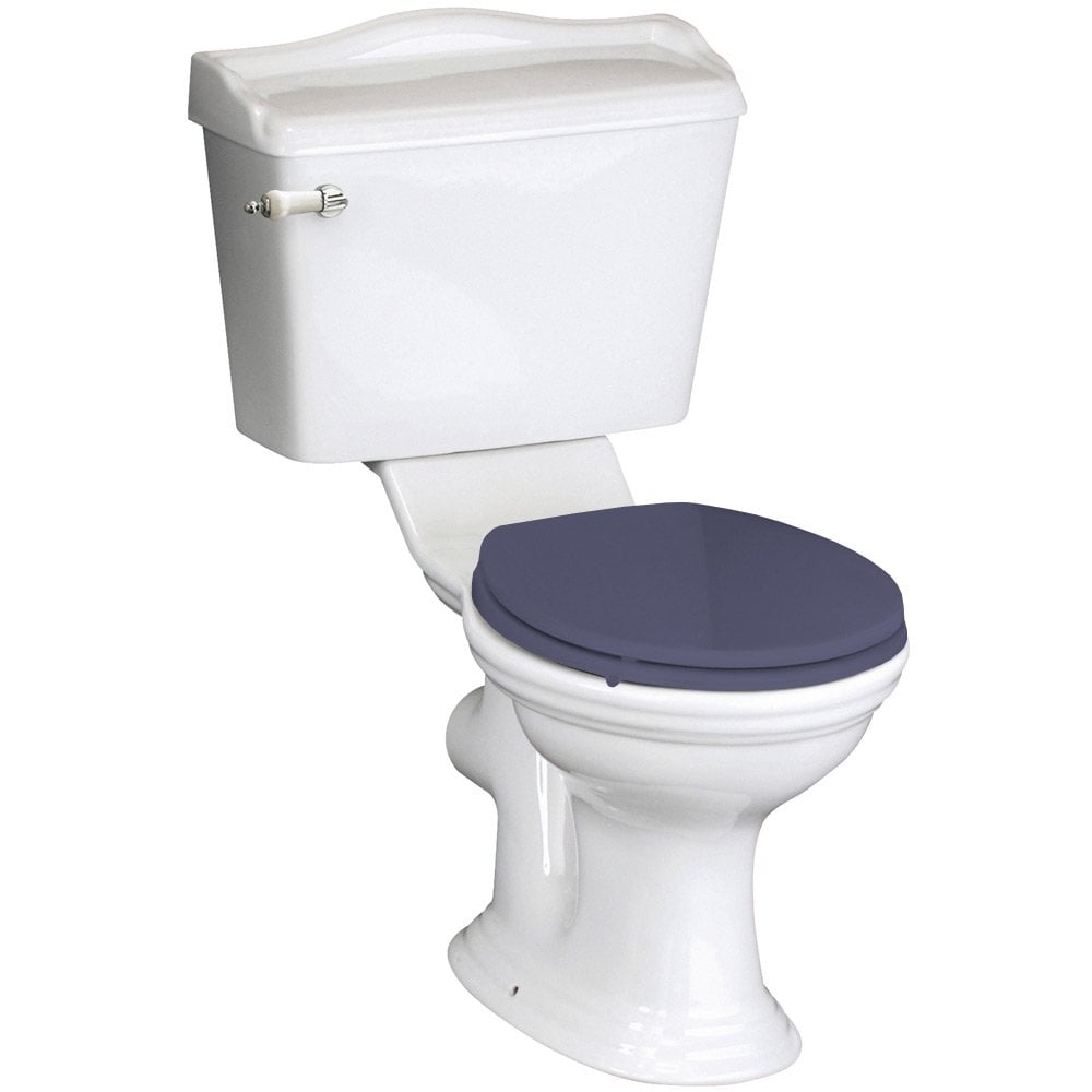 Hudson Reed Chancery Close Coupled Toilet Pan, Cistern & Twilight Blue Seat