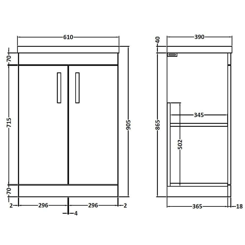 Nuie Athena Floor Standing Cabinet and Basin Vanity Unit