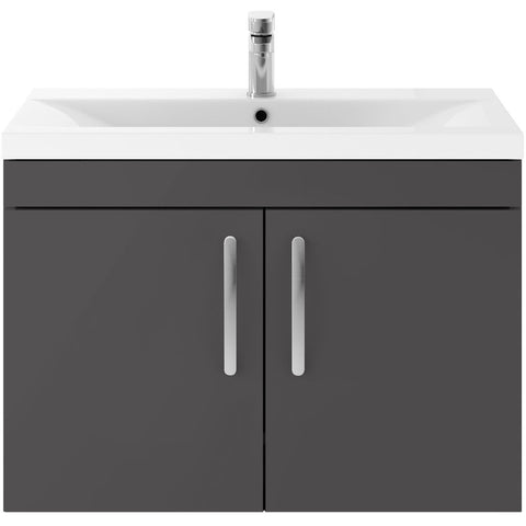 Nuie Athena Gloss Grey 800mm Wall Hung 2-Door Vanity & Basin 1 ATH101A