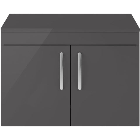 Nuie Athena Gloss Grey 800mm Wall Hung 2-Door Vanity & Worktop ATH101W