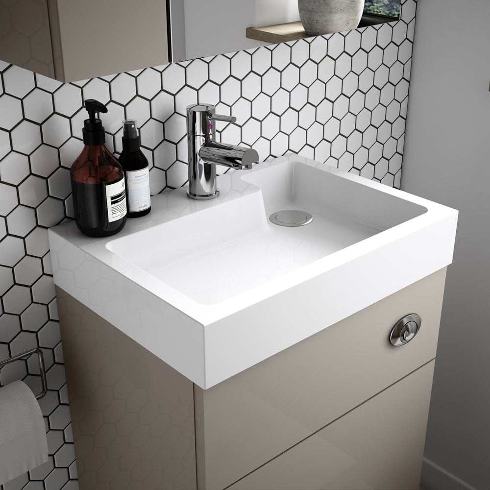 Nuie Athena 2 in 1 Gloss White 500mm Toilet & Basin Vanity Unit PRC145CB