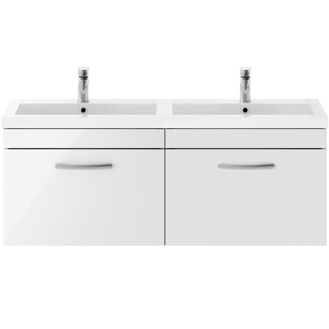 Nuie Athena Wall Hung 2 Drawer Vanity Unit with Double Basin Bathroom Furniture