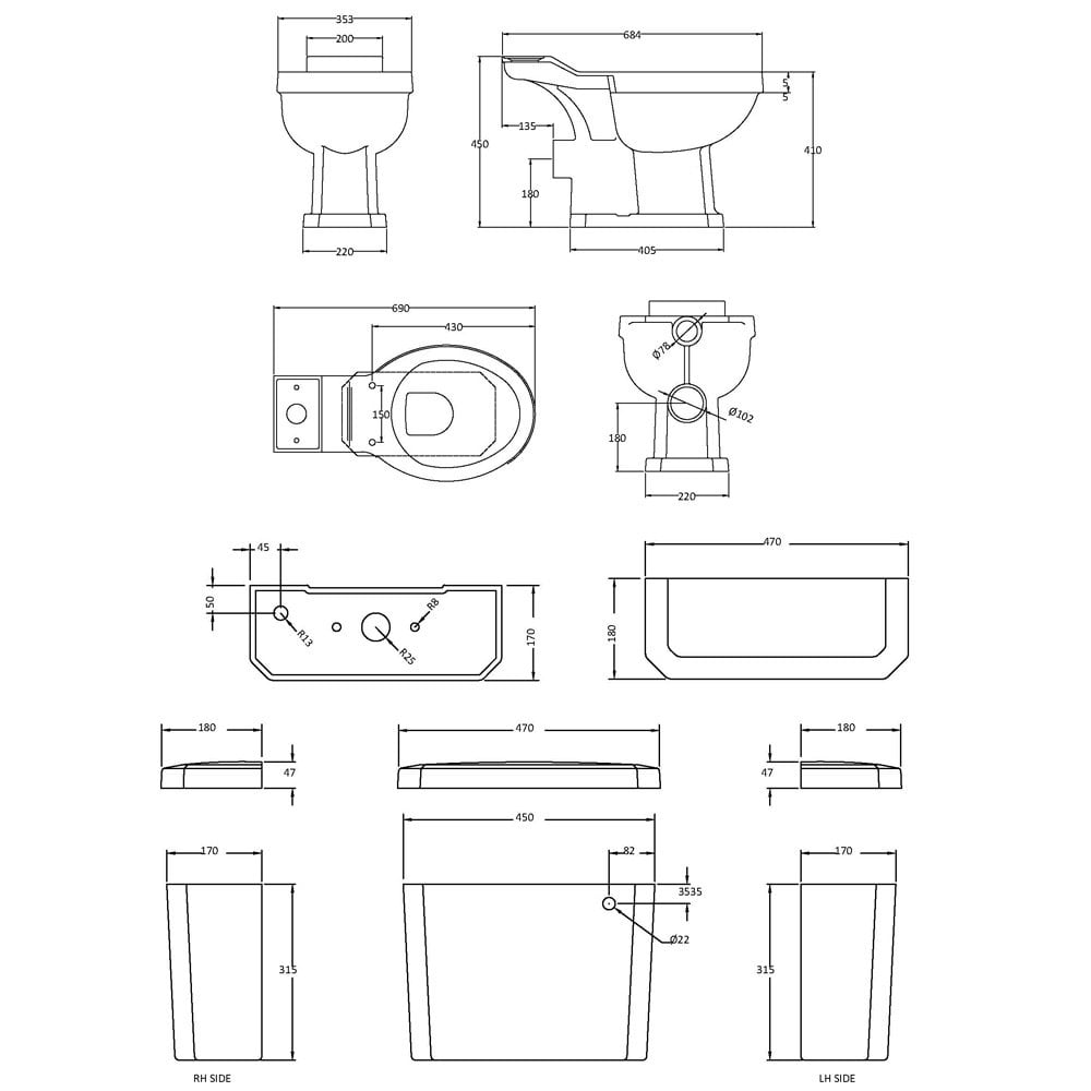 Nuie Carlton Close Coupled Toilet Pan, Cistern & Soft Close Seat - CCT003