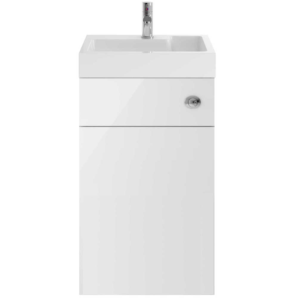 Nuie Athena 2 in 1 Gloss White 500mm Toilet & Basin Vanity Unit PRC145CB