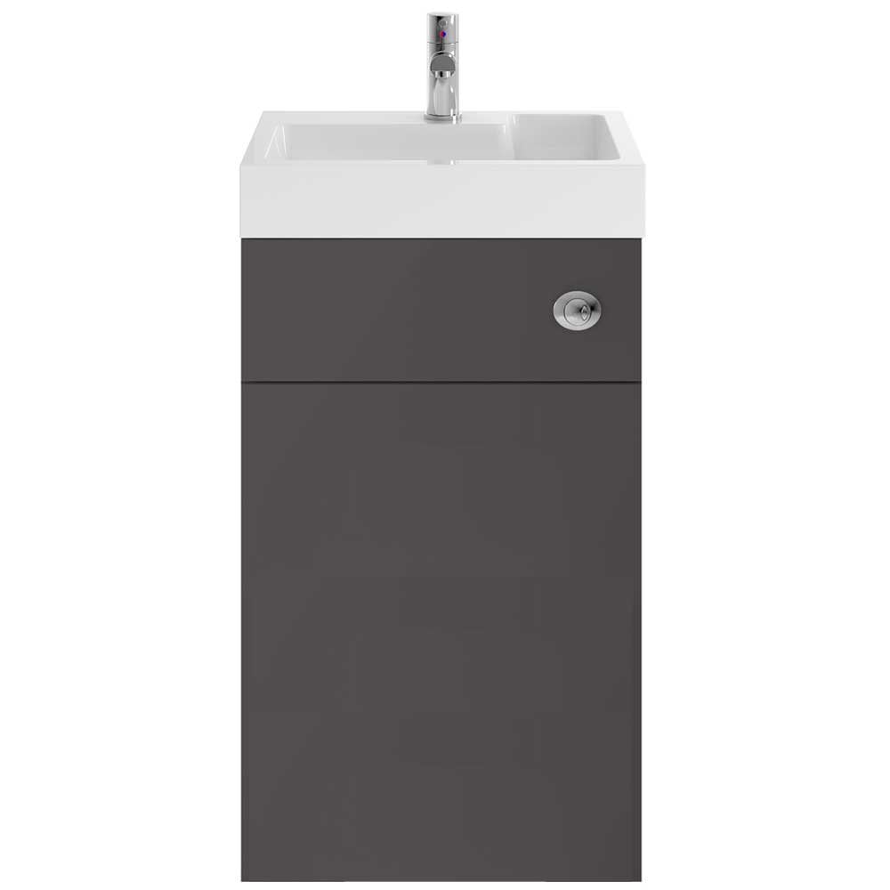 Nuie Athena 2 in 1 Gloss Grey 500mm Toilet & Basin Vanity Unit PRC945CB