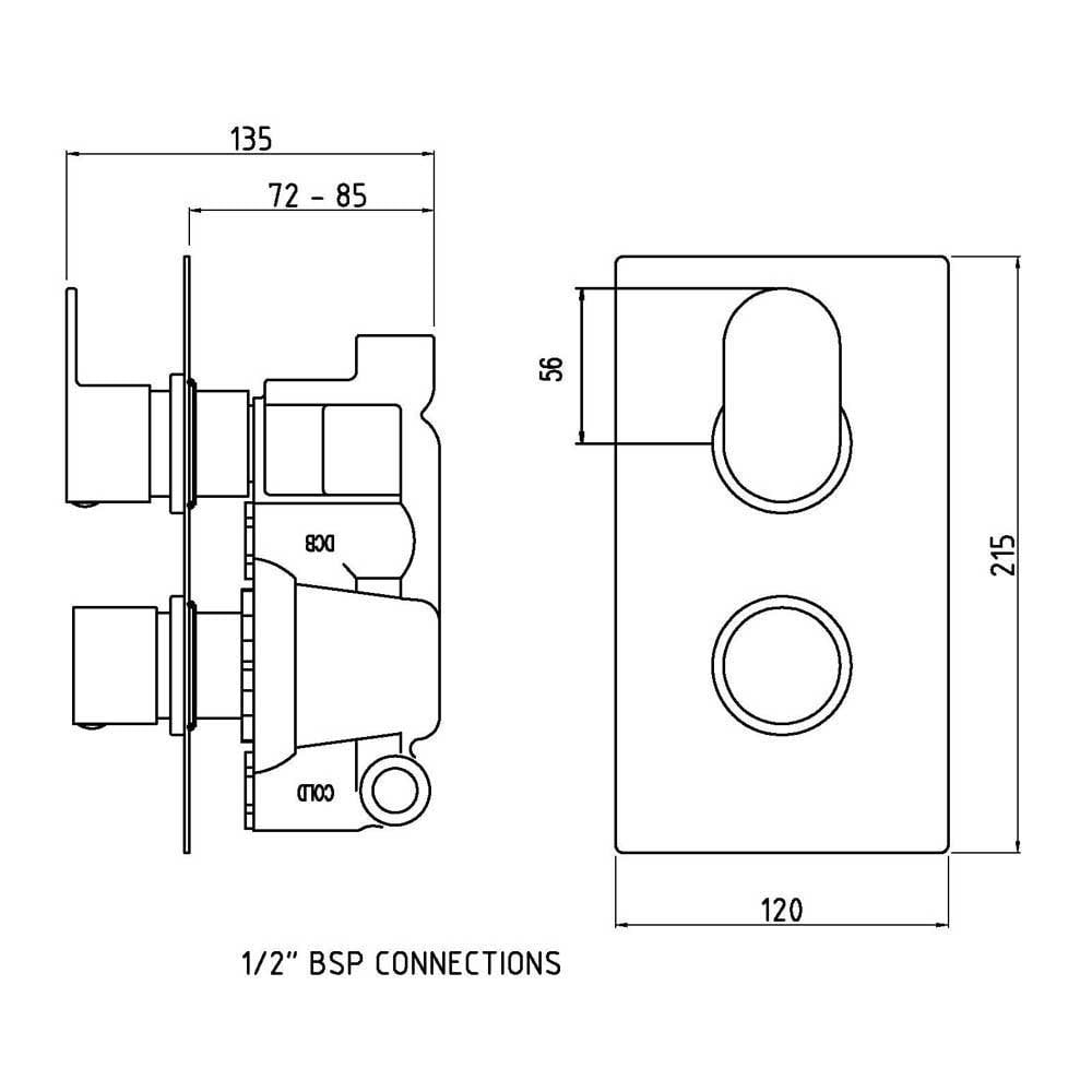 Hudson Reed Reign Thermostatic Shower Valve, Round Head 300mm & Wall Arm