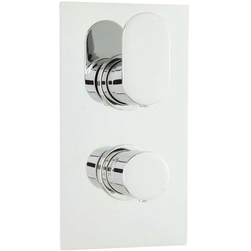 Hudson Reed Reign Thermostatic Shower Valve, Round Head 200mm & Ceiling Arm