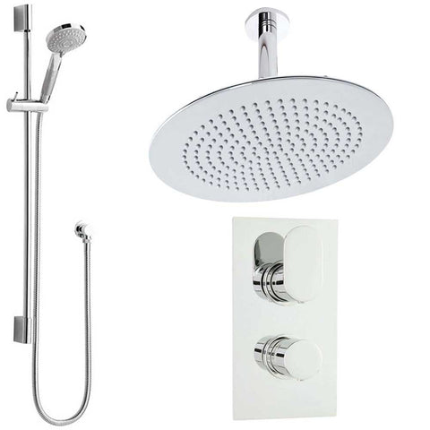 Hudson Reed Reign Thermostatic Shower Valve, Round Head 300mm & Slider Rail Kit HRSKIT385