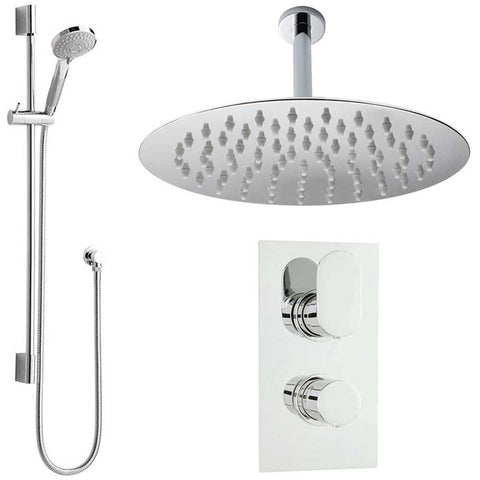 Hudson Reed Reign Thermostatic Shower Valve, Round Head 200mm & Slider Rail Kit HRSKIT390