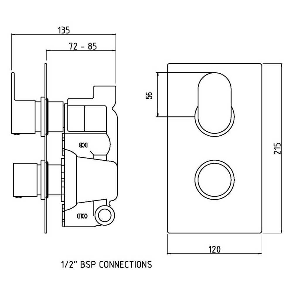 Hudson Reed Reign Thermostatic Shower Valve, Round Head 400mm & 4 Body Jets
