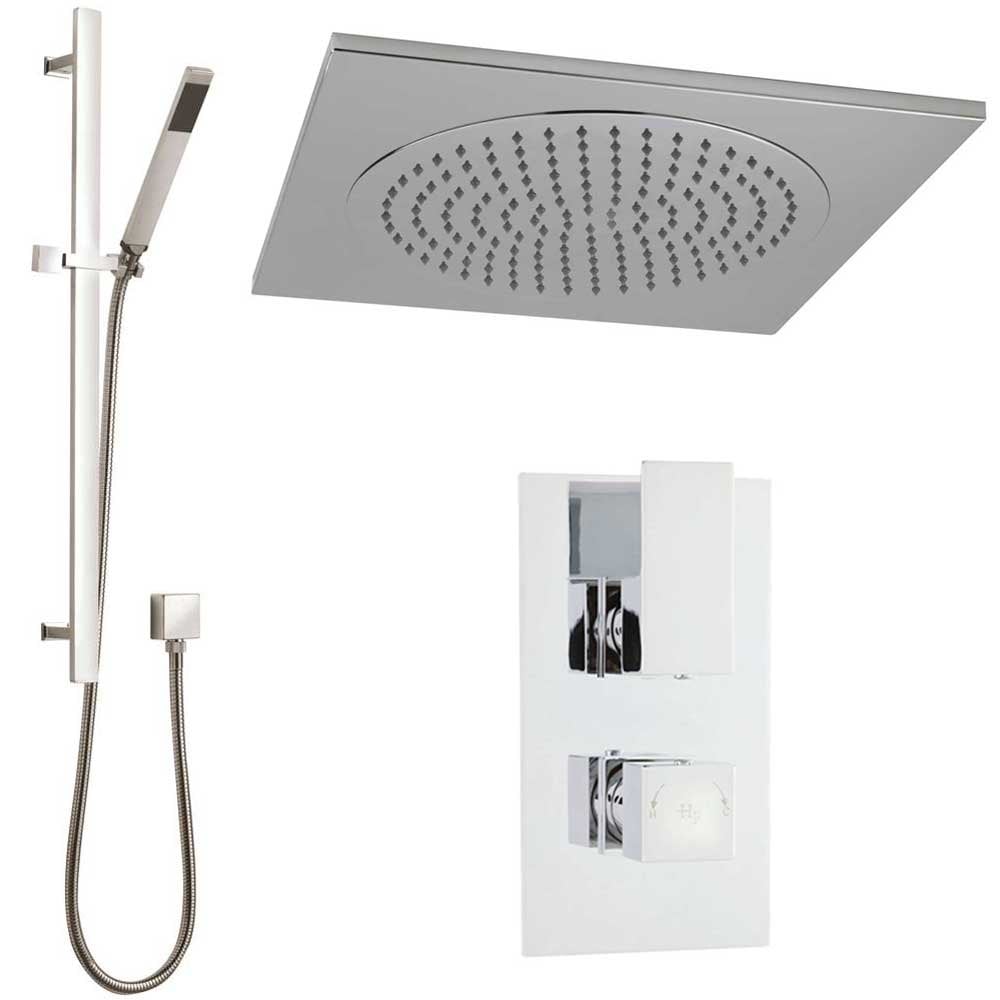 Hudson Reed Art Thermostatic Shower Valve, Ceiling Tile Head 500mm & Riser Kit