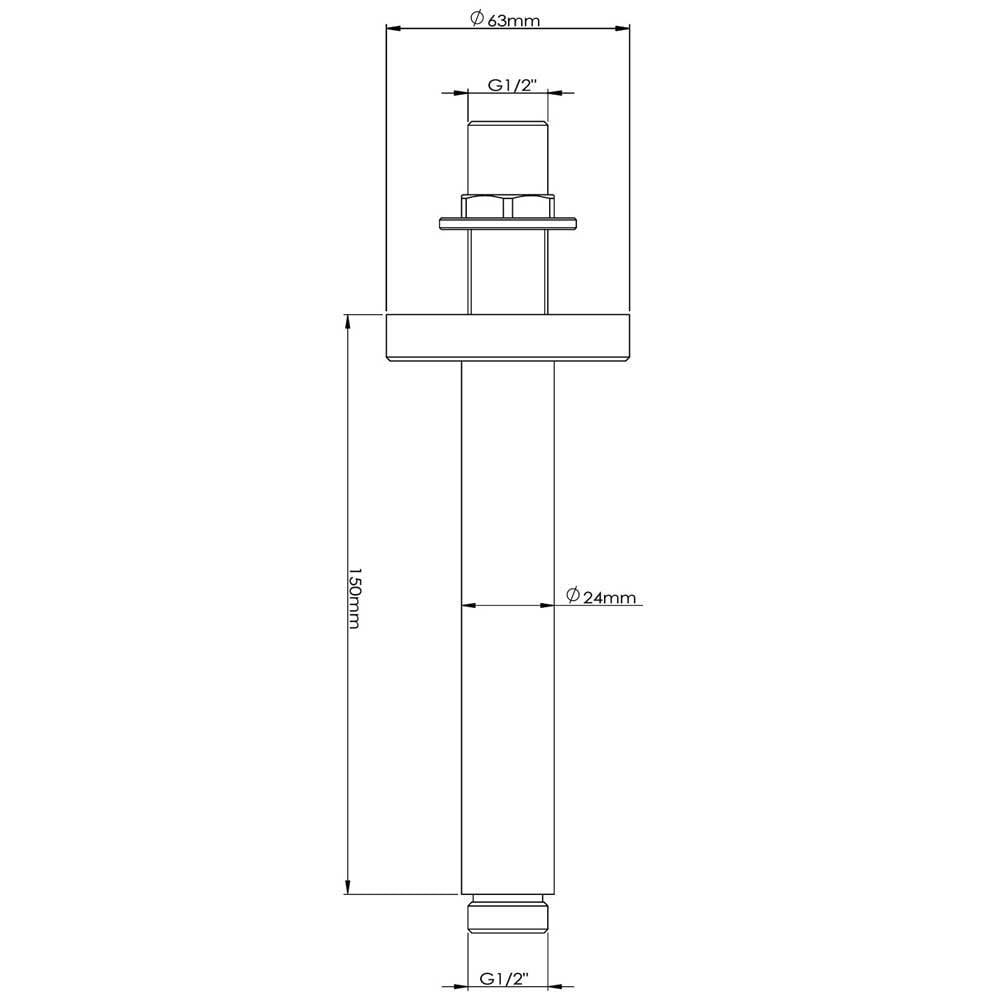 Hudson Reed Art Thermostatic Shower Valve, Square Head 200mm, Arm & 4 Body Jets